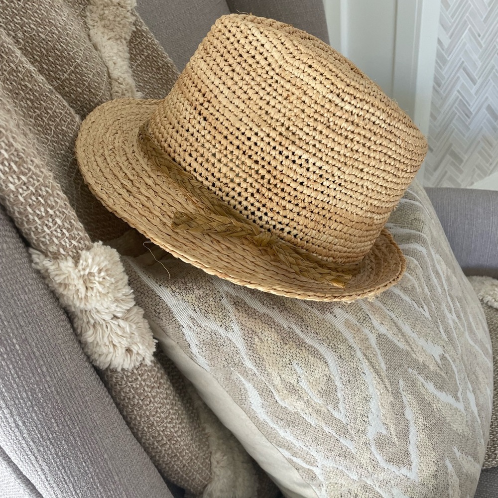 Scala Pronto Crocheted Raffia Fedora Hat One Size Fits Most Adustable